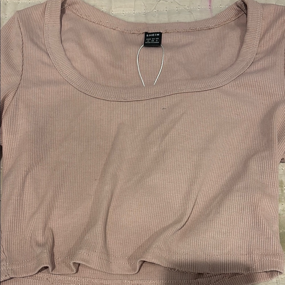 Shein Women's Pink Ribbed Top